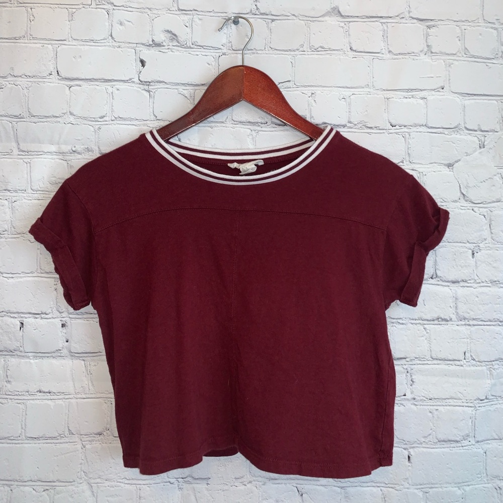 Forever 21 Maroon & White Crop Top size S - Picture 2 of 7